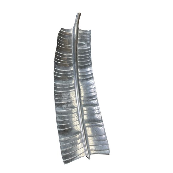 Hecho en Mexico Silver metal Leaf-Shaped Footed Trinket or Serve tray SKU 9124 - Picture 1 of 10
